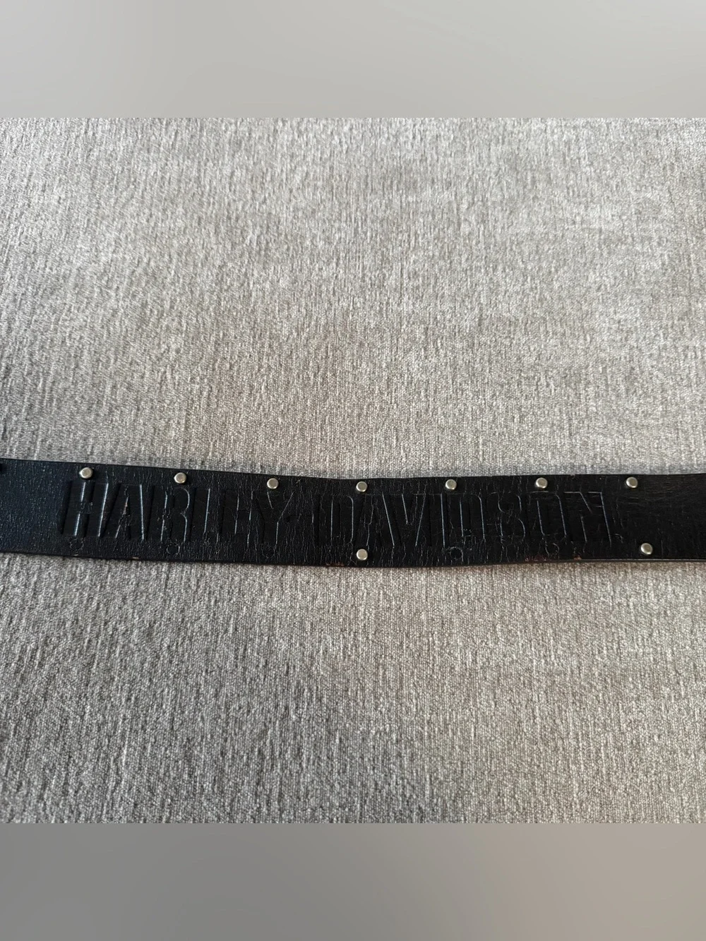 Harley Davidson Men's Silver Studded Black Leather Motorcycle Biker Belt Size 42